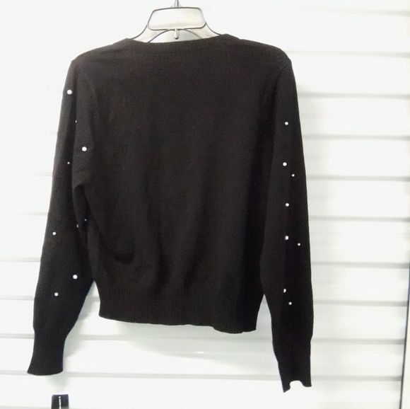 NWT! INC Black Faux Pearl Embellished Cardigan SZ XL - Picture 3 of 9